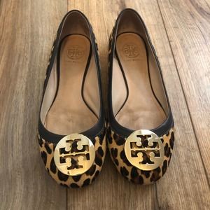 Tory Burch Calf Hair Leopard Print Flats Size 9